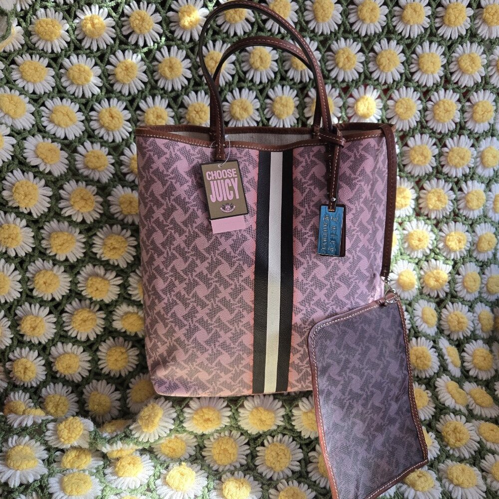 Juicy Couture Scottie Dog Print Large Tote & Matching Pouch